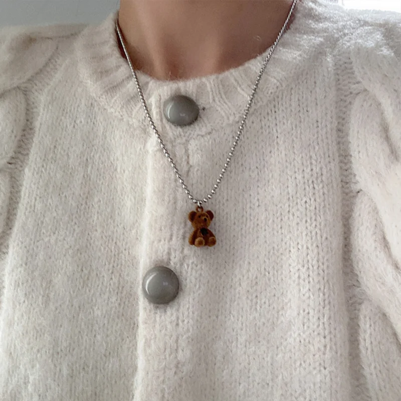 Новинка 2021 подвеска Мишка Тедди ожерелье чокер для женщин и девушек модный