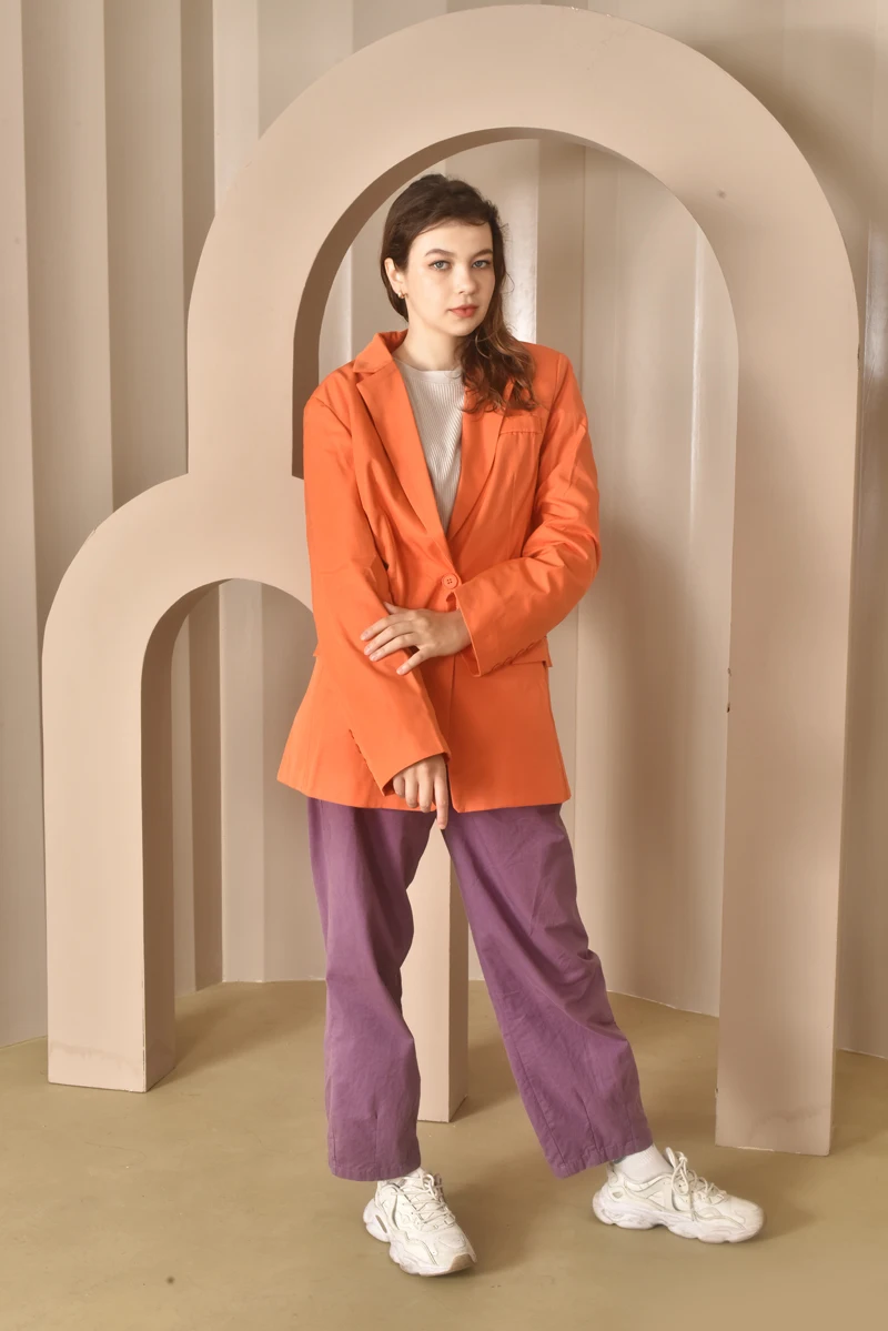 Женский свободный Блейзер Xitimeao винтажный на одной пуговице с длинным рукавом и