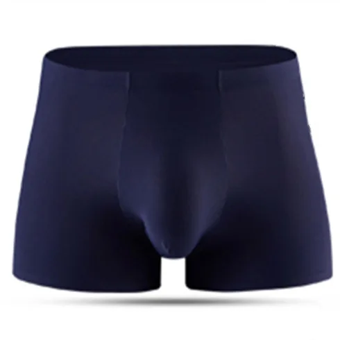 

Men Gay Sexy Trunk Panties Large Size Solid Loose Seamless Ice Silk Underwear Pouch Swimwear BoxerShorts 3D Crotch Boxer