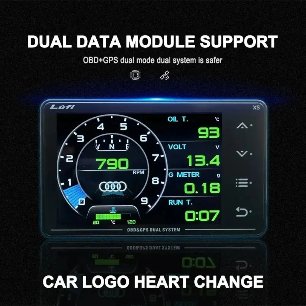Новый многофункциональный прибор Lufi Gauge XS OBD + GPS для автомобиля: измерение температуры воды, температуры турбонаддува, температуры масла, гравитационного ускорения (G-значения), гироскопа, с ЖК-дисплеем (art.: 3920d4effd5cd) - 3920d4effd5cd