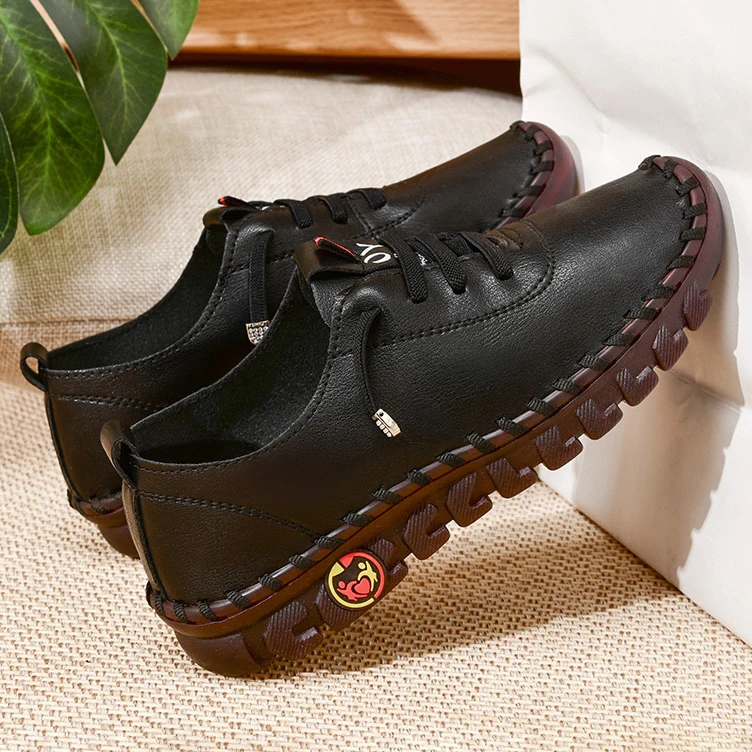 Women Sneakers Vintage Breathable Flat Shoes Platform Loafers Lace Up Leather Slip-On New Fashion Casual Mom Shoe Zapatos Mujer