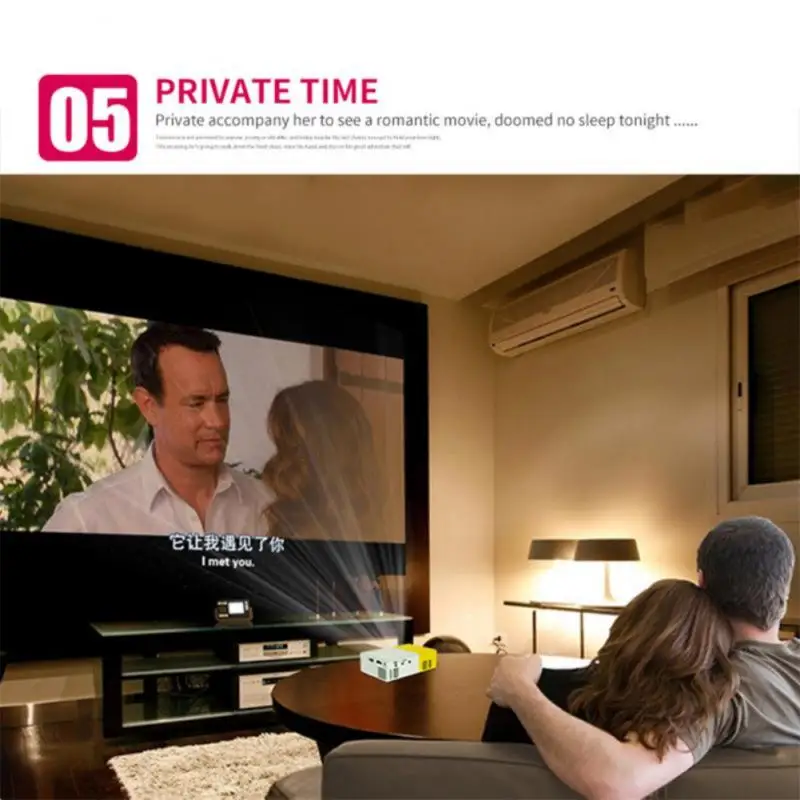 

Led Mini Projector 6400k Manual Focus Remote Controller Portable Infrared Video Adapter Home Projector Yellow And White 1080p