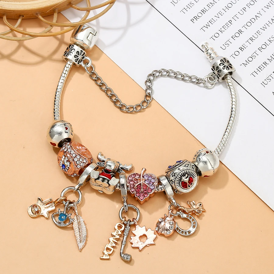 Seialoy новые браслеты-подвески с перьями и насекомыми листьями для женщин девочек