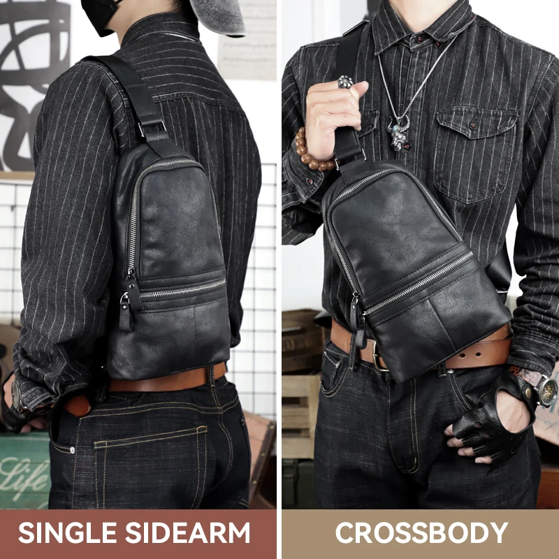 Модная нагрудная сумка через плечо из натуральной кожи мужские спортивные