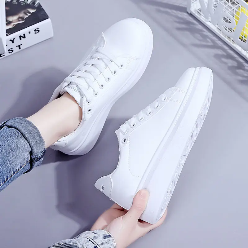 

White Shoes for Women 2021 Spring New Versatile Platform Shoes Korean Style Ins Harajuku Style Sports Board Shoes for Students
