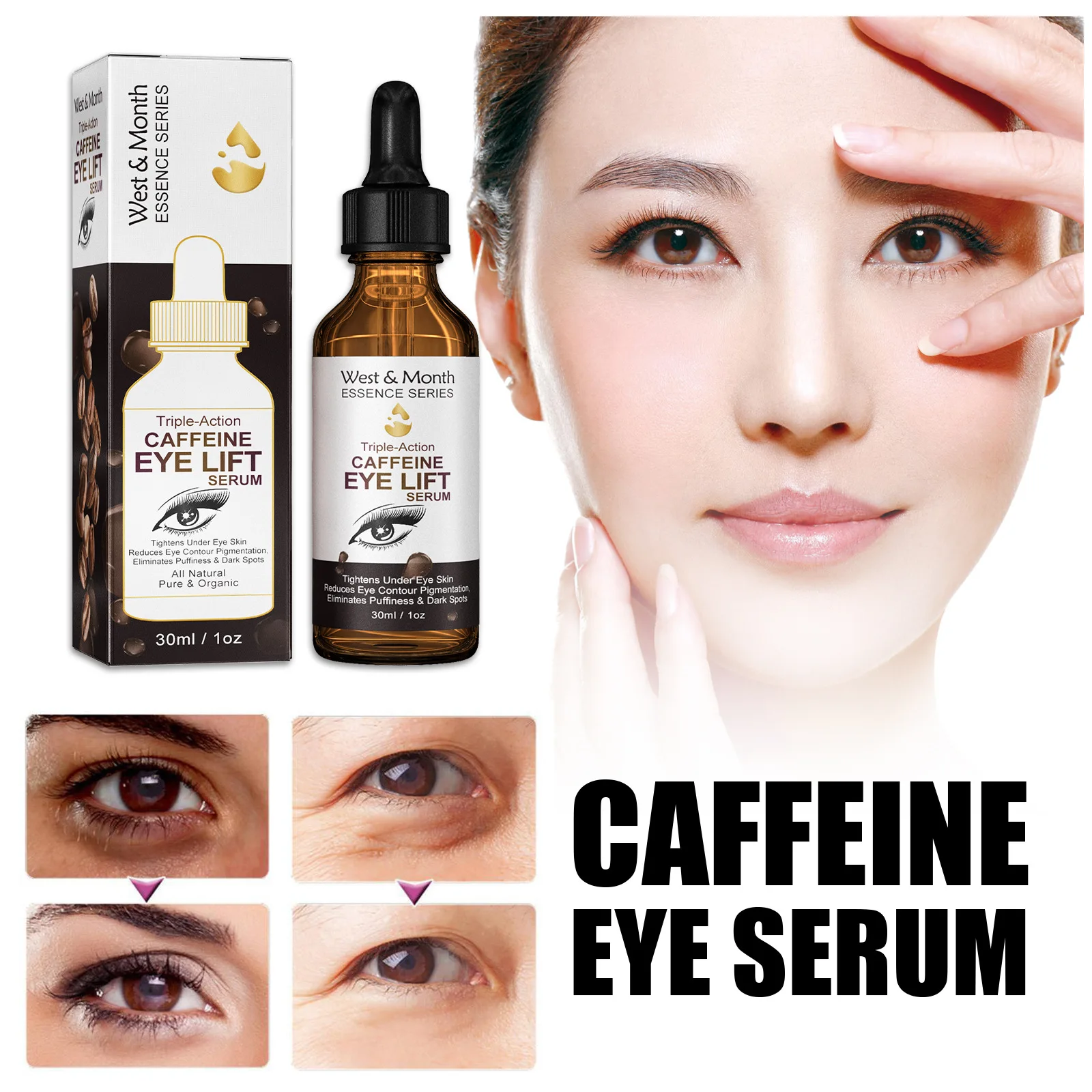 

Caffeine Eye Oil Removing Eye Bags Dark Circles Fade Fine Lines Eye Lines Eye LiftIng Firming Care Eye Essential Oils 30ml