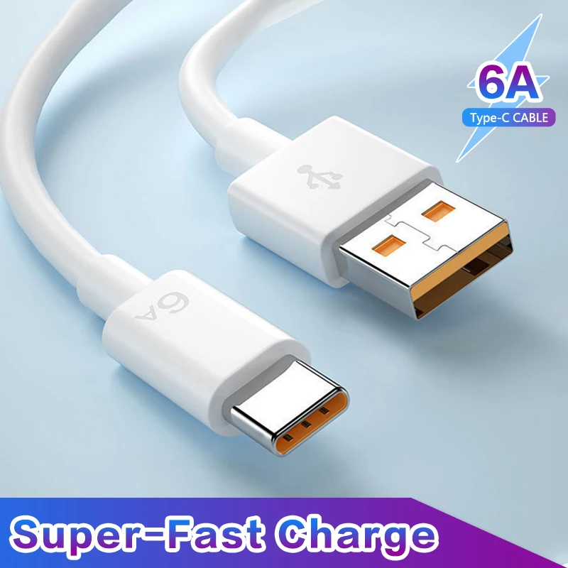 

Супербыстрый зарядный USB-кабель 6A 66 Вт Type C для Huawei Mate 40 P30, шнур для быстрой зарядки и передачи данных для Xiaomi Oneplus Realme POCO