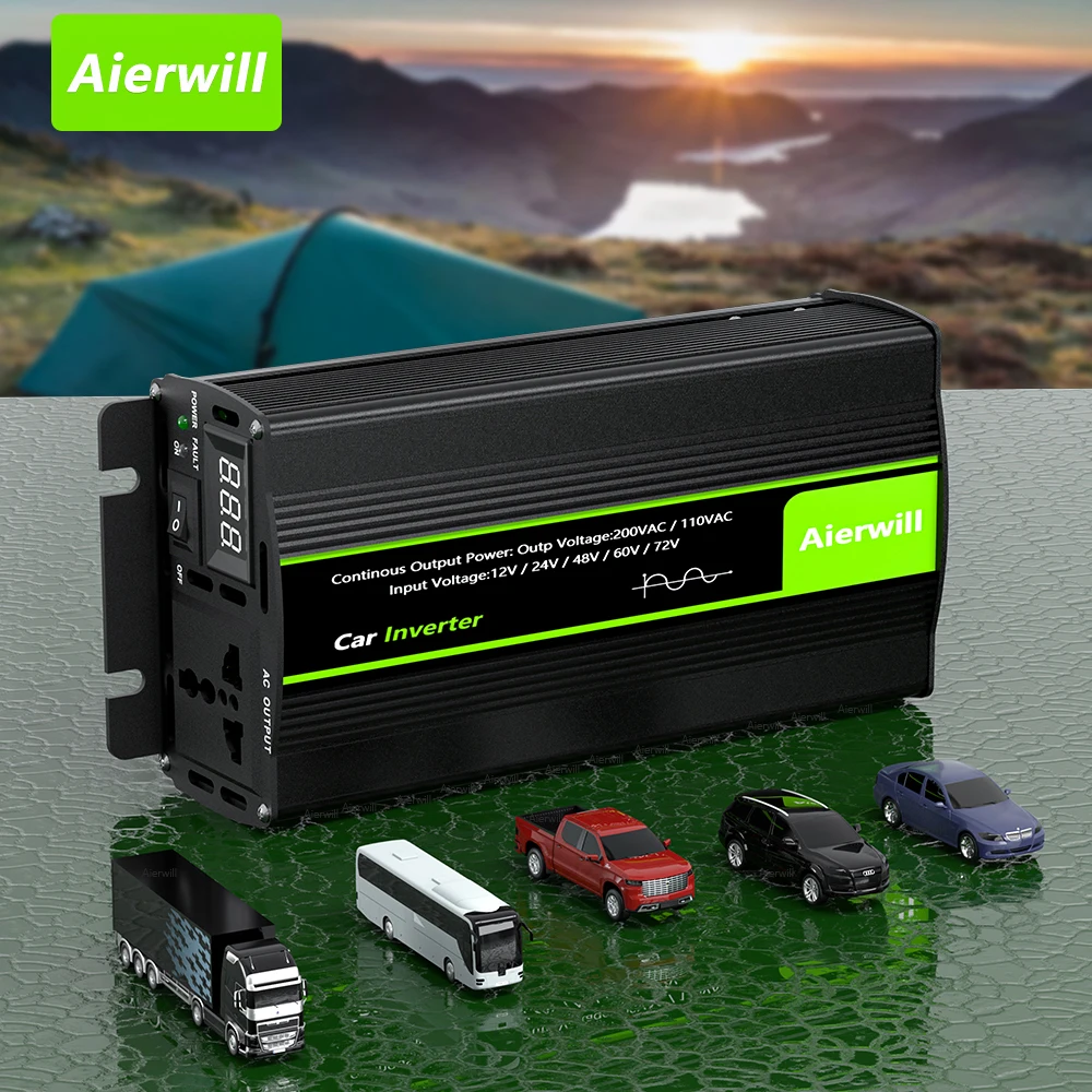 

Aierwill Car Inverter 12v 220v Pure Sine Wave Inverter Dc To Ac 1000W Fast Charger Smart Auto Power Converter For All Car