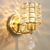 europe crystal wall lamp bedroom bedside livingroom luxury stair led sconce study lamps home golden hotel hall aisle wall light