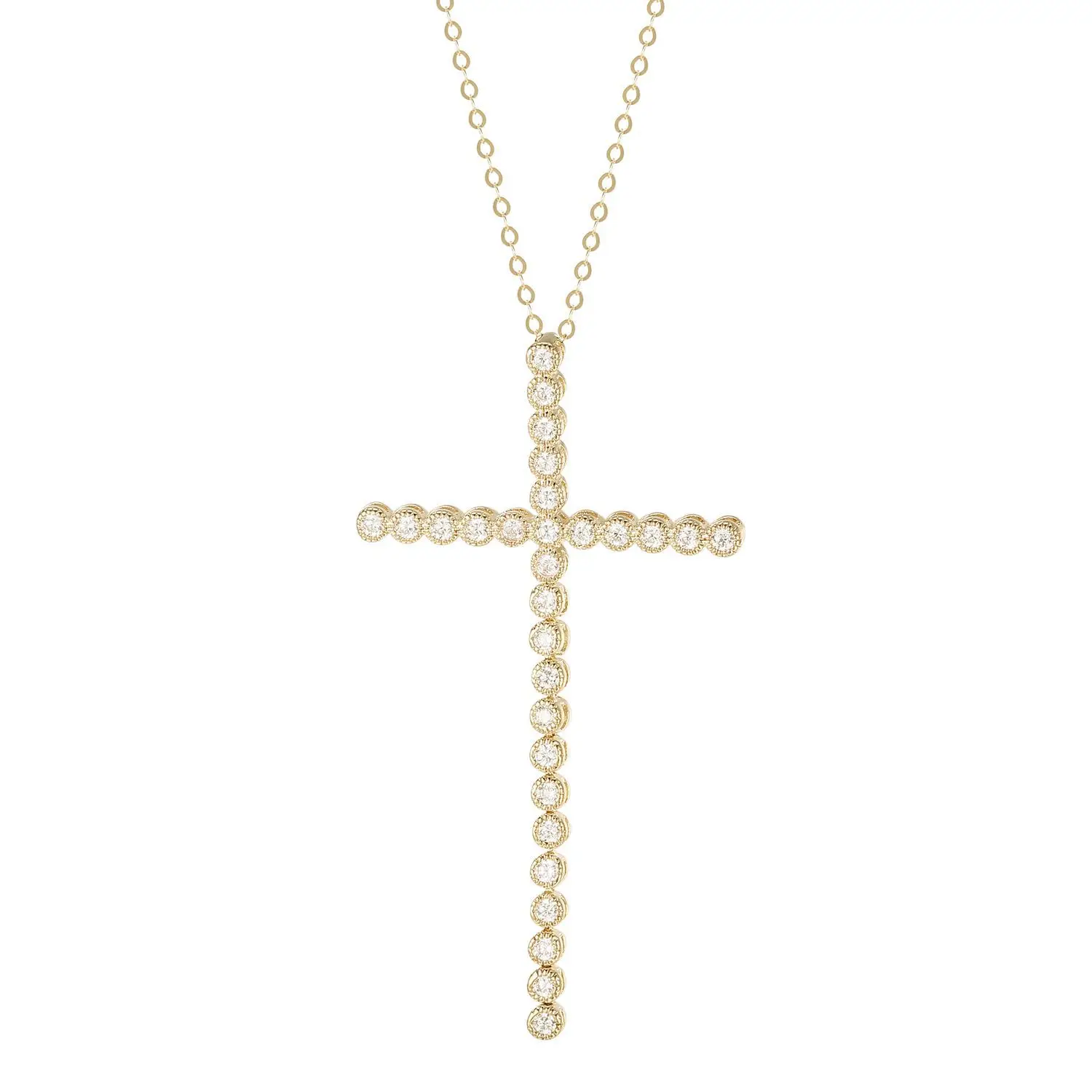 

Europe and the United States 925S sterling silver cross studded with diamond pendant clavicle chain exquisite rose gold necklace