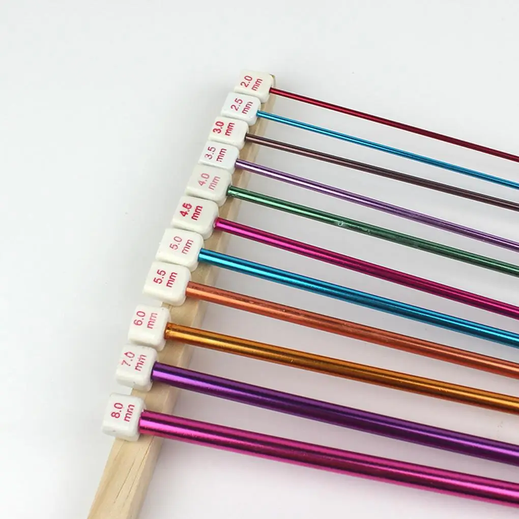 

11pcs/set Single Pointed Knitting Needles Pins Straight Aluminum DIY Weaving Tool long sweater scarf needle Kit Accessory New