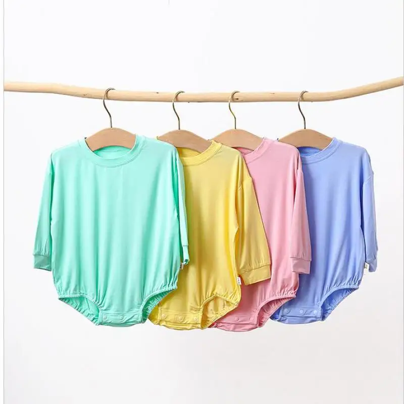 

New Spring And Summer Modal Solid Color Round Neck Long-sleeved Casual Air Conditioning Clothes For Children And Babies
