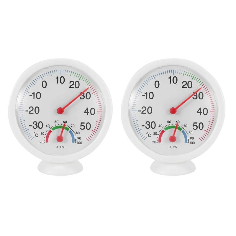 

3X Thermometer Hygrometer Needle Round Dial TESTER Interior Exterior White