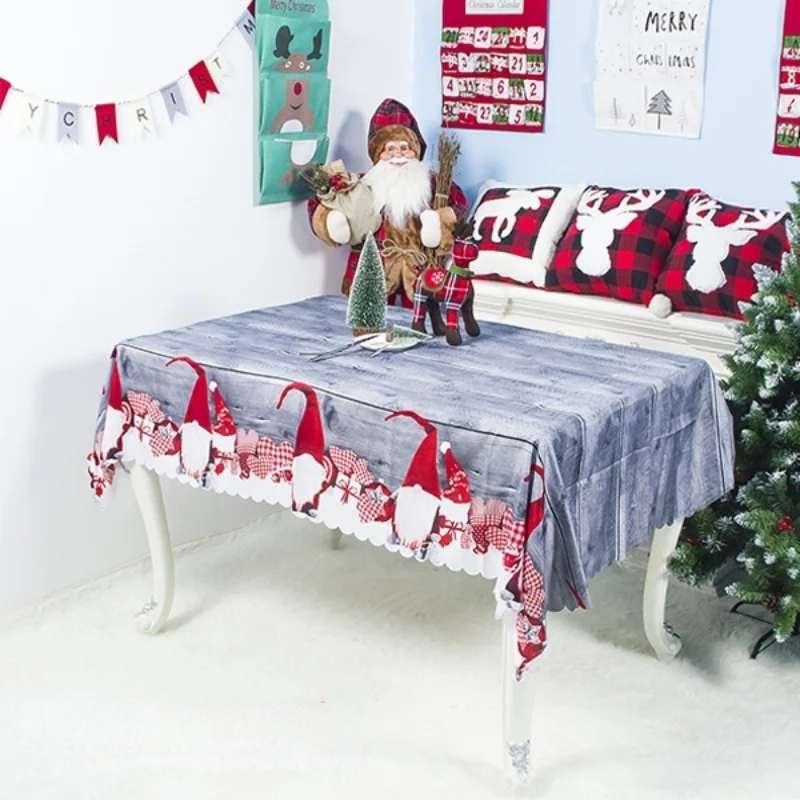 

Рождественская ткань, водонепроницаемая и непромокаемая креативная скатерть с принтом, европейская Рождественская скатерть, скатерть для ...