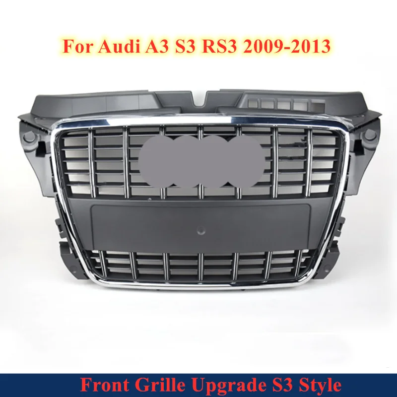 

ABS Material Front Bumper Grille with Electroplating Logo For Audi A3 S3 RS3 2009 2010 2012 2013 Upgrade S3 Style Racing Grill