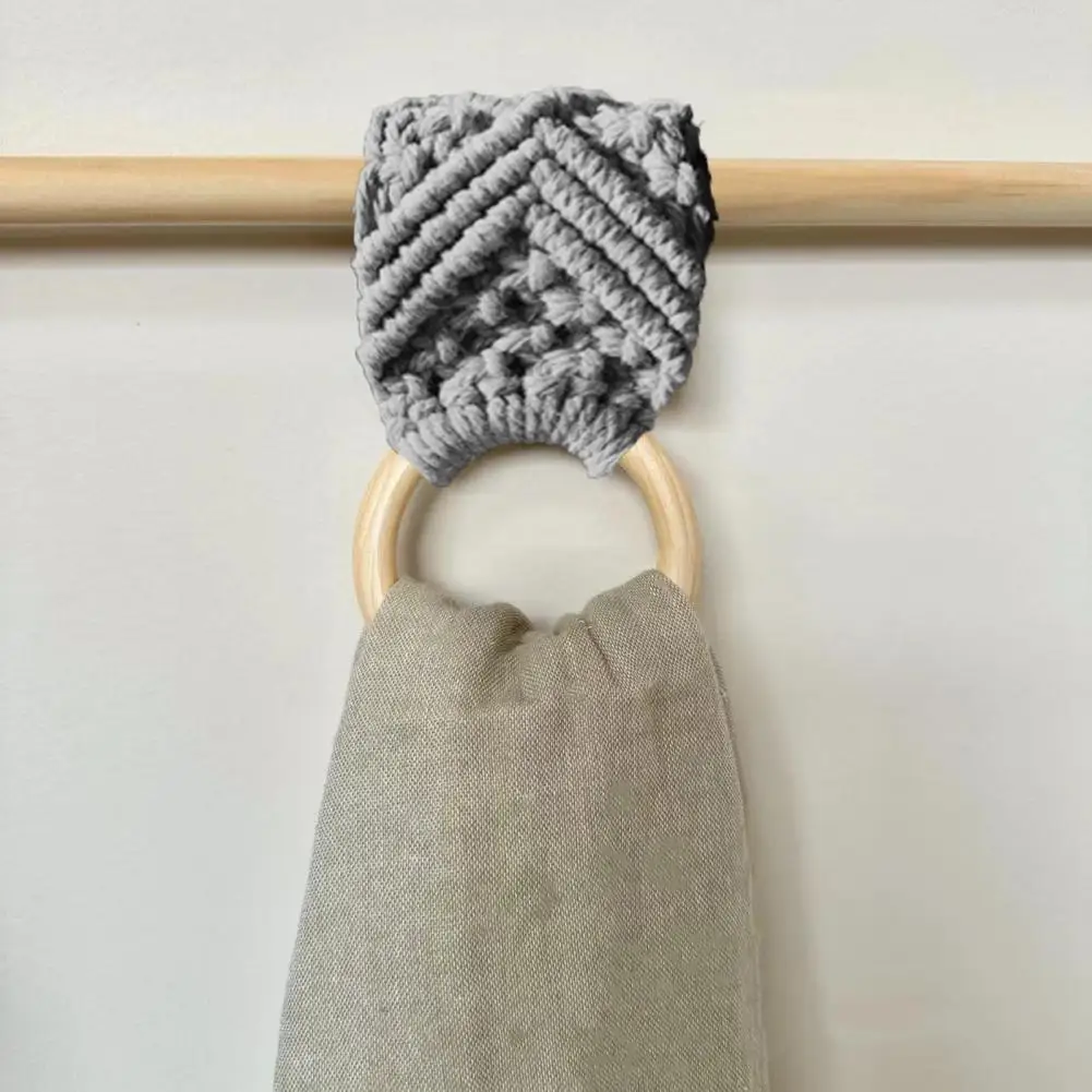 Вязаная крючком вешалка для полотенец кольцо в стиле бохо макраме держатель
