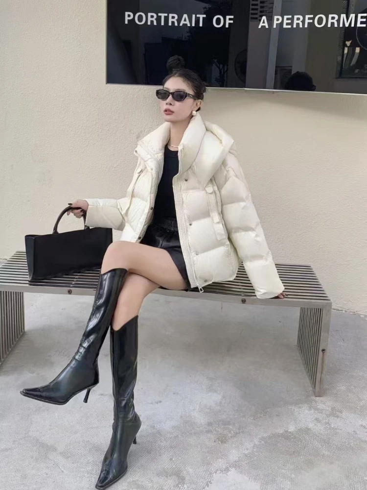 2024 новый зимний пуховик женский утолщенный белый утиный пух куртка-пуховик с