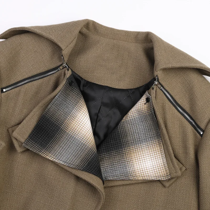 Vefadisa 2024 осенне-зимнее новое верблюжьее женское шерстяное пальто с лацканами и