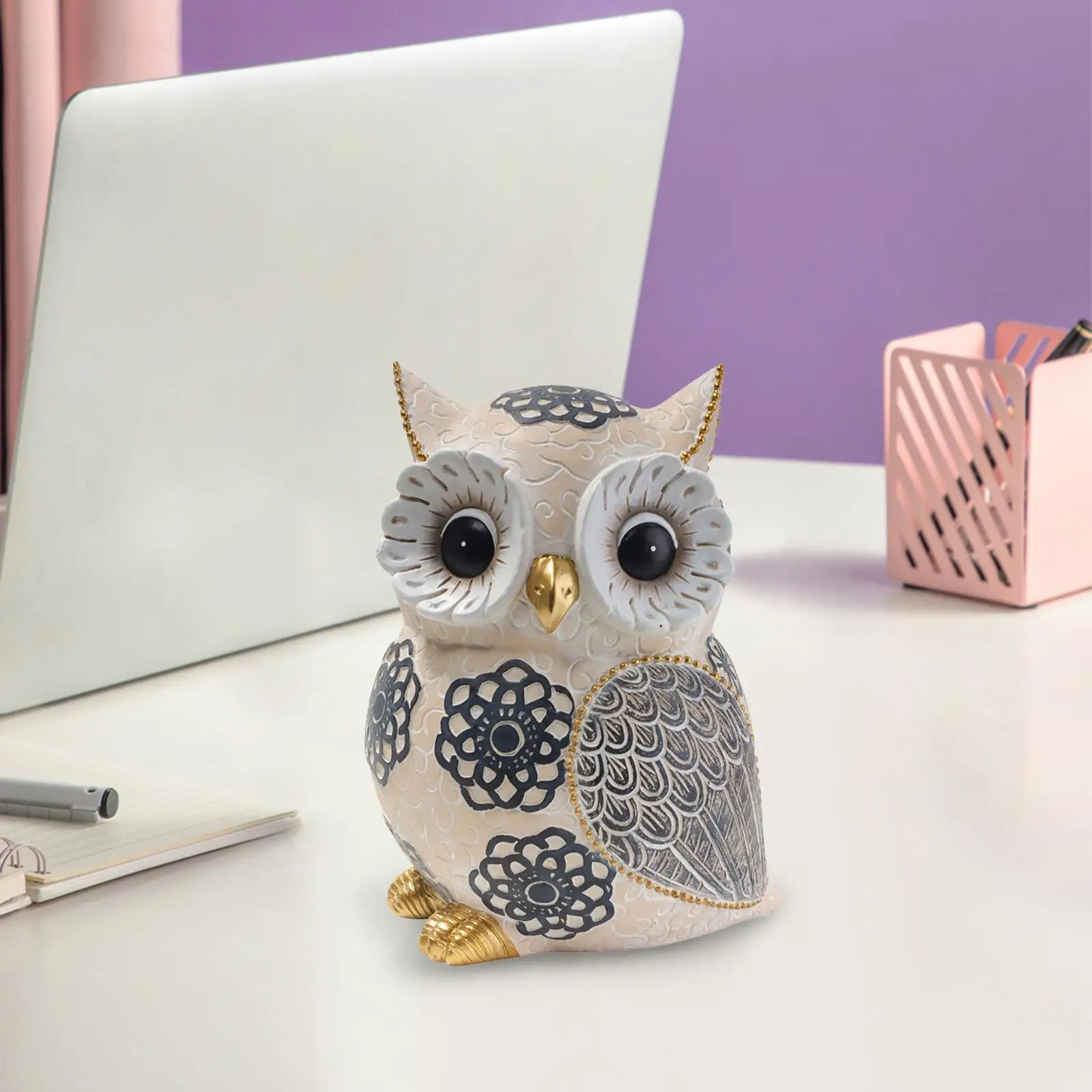 

Creative Owl Ornament Owl Statue Desktop Tabletop Decor Fairy Garden Miniature