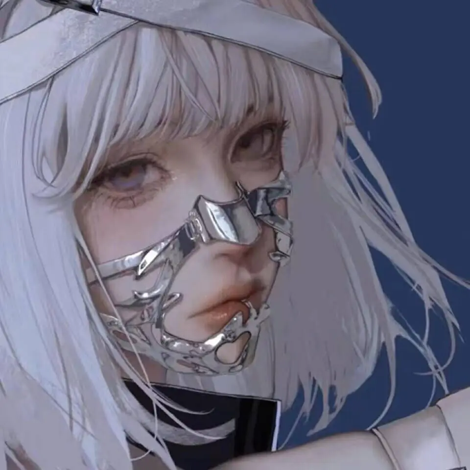 Металлическая Маска На Половину Лица В Стиле Киберпанк С Цепочкой Для Мужчин И