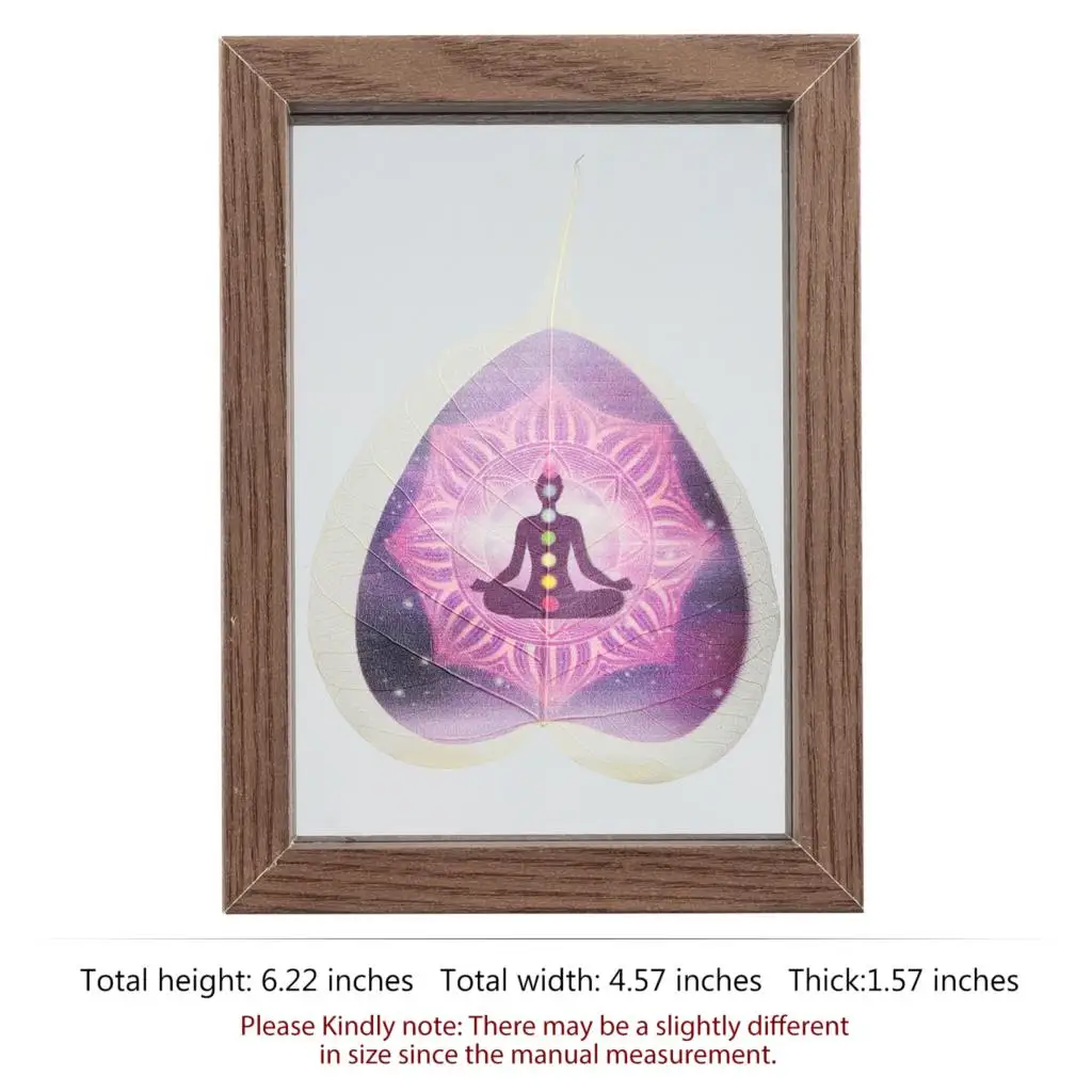 Reiki Healing 7 Chakra Art Printed Pressed Leaf Display Frame Double Glass Wooden Floating Frame Decoration Nordic Home Ornament