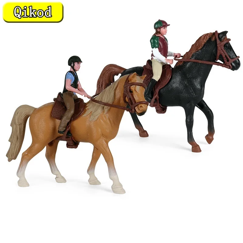 

Simulated Animal Horse Action Model Horseback Riding Race Hollo Animal Figurine Children's Educational Toys Boy Collecting Gifts