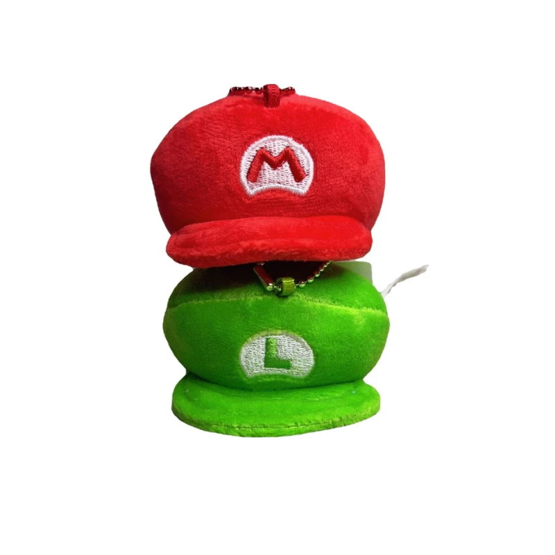 

New Super Mario Red and Green Hats Cute Cartoon Plush Keychain Birthday gift for boys and girls