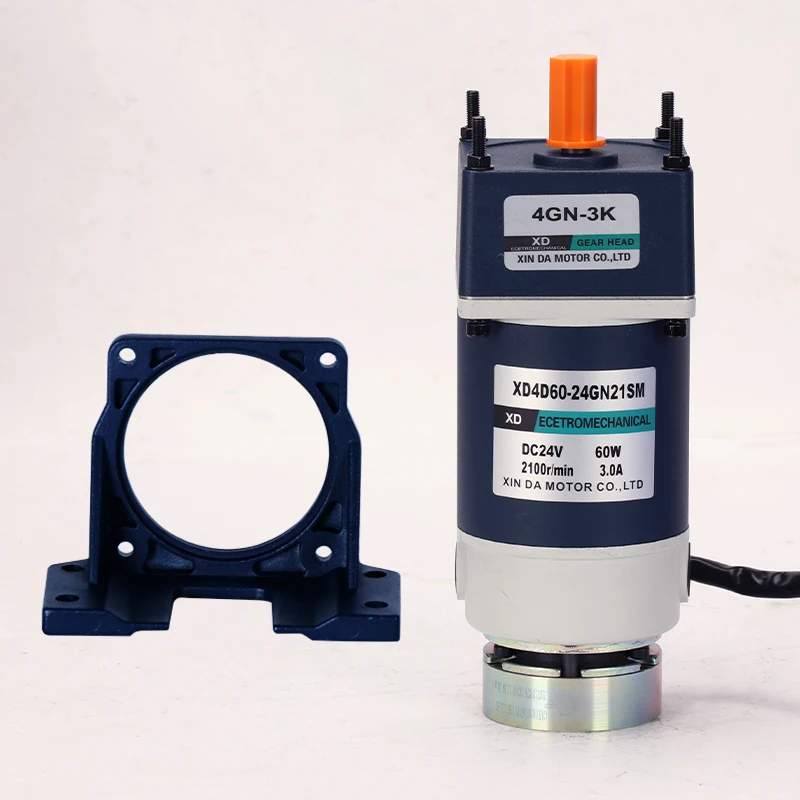 24 В 60 Вт мотор-редуктор постоянного тока 4D60GN-24 низкой скорости с тормозом