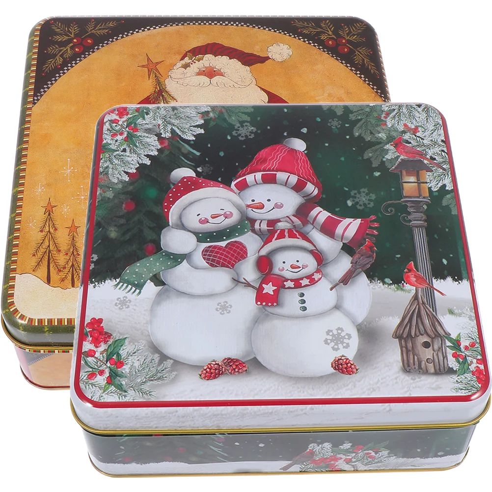 

Christmas Box Tin Cookie Tinplate Gift Tins Boxes Candylids Storagecontainers Square Giving Biscuitholiday Empty Metal Small