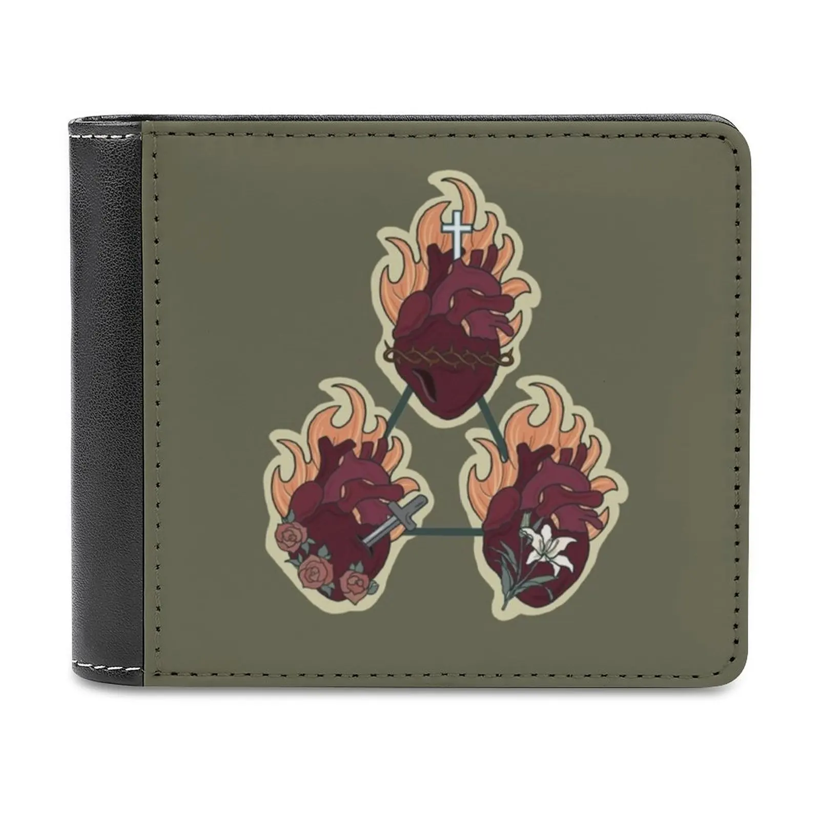 

Кожаный кошелек с изображением сердца святой семьи, мужской тонкий кошелек, бумажники для денег, бумажник с изображением Священного Сердца,...