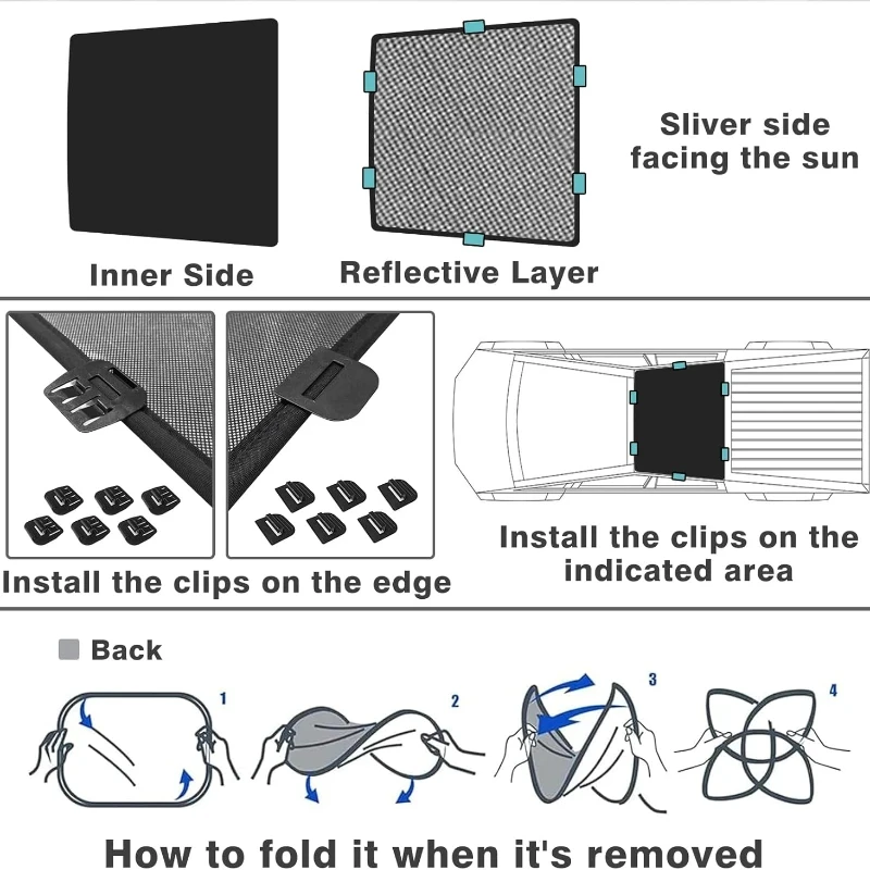Солнцезащитные козырьки на крыше для Tesla Cybertruck 2024 2023 тканевая пряжка ледяной