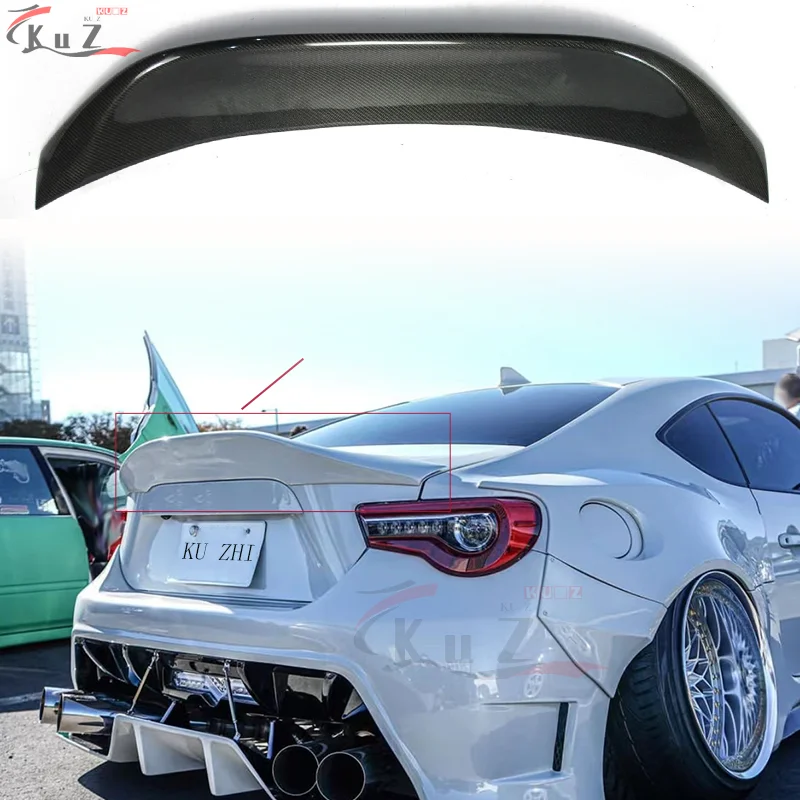Фото Подходит для Toyota 86 Subaru Brz 2012-2020, модифицированный задний спойлер из настоящего углеродного волокна, задний запасной плавник из настоящего углеродного волокна, задний спойлер №1