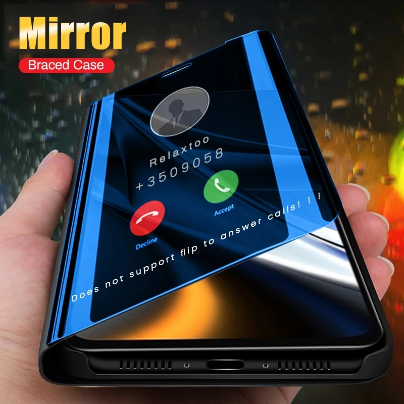 Умный зеркальный кожаный флип-чехол PocoX4Pro для телефона Xiaomi Redmi Little Poko Poco X 4 X4 Pro |