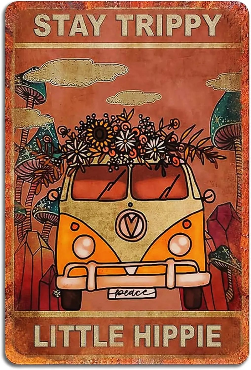 Fmcmly Stay Trippy Little Hippie Винтажные металлические жестяные вывески в стиле бохо
