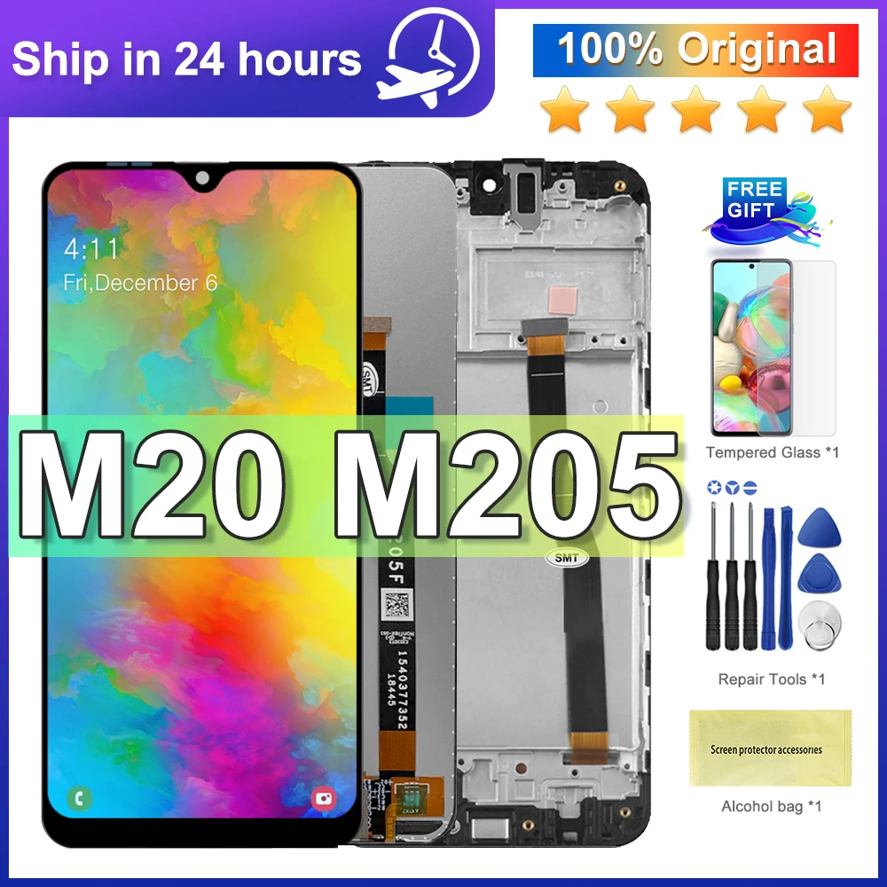 6,3 'оригинальный M20 ЖК-дисплей для Samsung Galaxy M20 2019 SM-M205 M205F M205G/DS ЖК-дисплей сенсорный экран дигитайзер в сборе Замена
