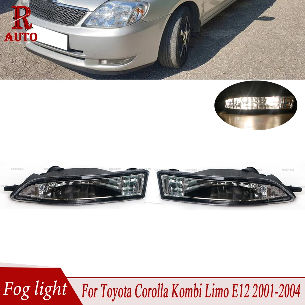 R-AUTO Fog Lights Headlight Without Bulbs Front Bumper Lamp 8122112160 8121112150 For Toyota Corolla Kombi Limo E12 2001-2004