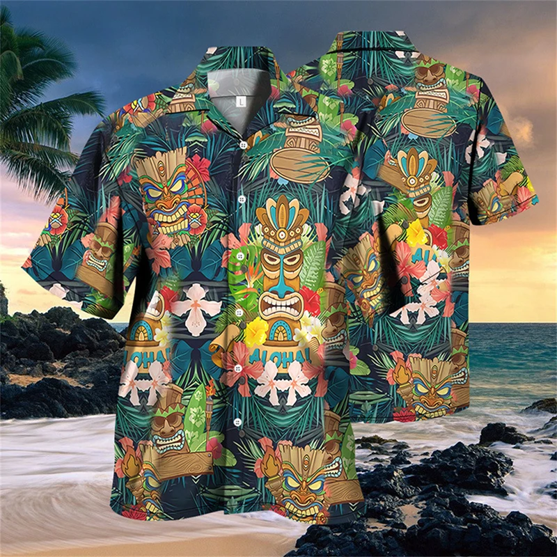 Loose Breathable 3d Print Trendy Cool Fashion Hawaiian Shirts Beach Party Tops Short Sleeves Summer Men's Shirts Large Size New