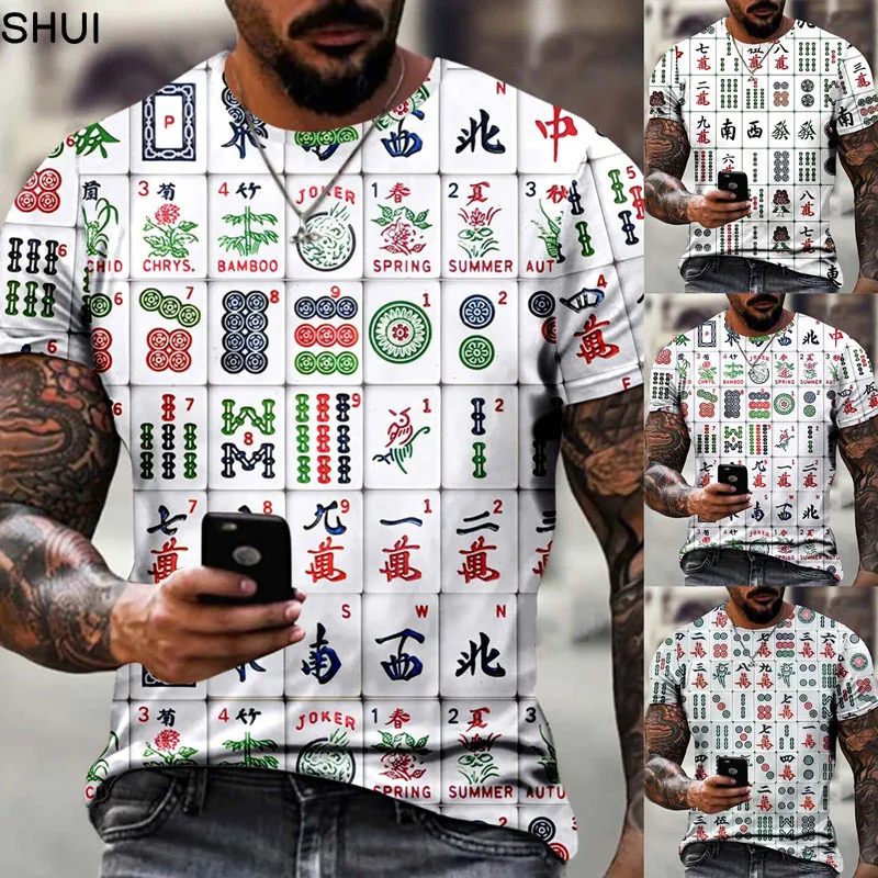 Футболка мужская с рисунком в китайском стиле Повседневная Уличная одежда для