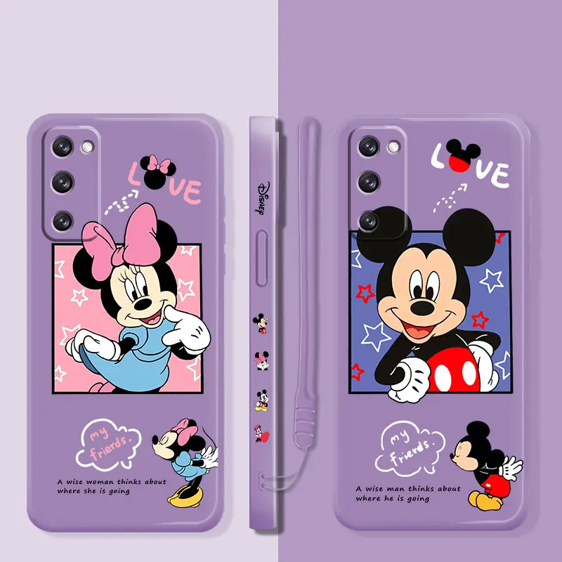 

Mickey Mouse Cartoon Case For Samsung Galaxy S22 S21 S20 FE S10 Plus 9 8 Note 20 Ultra 5G 10 9 Liquid Silica Gel Phone Cover