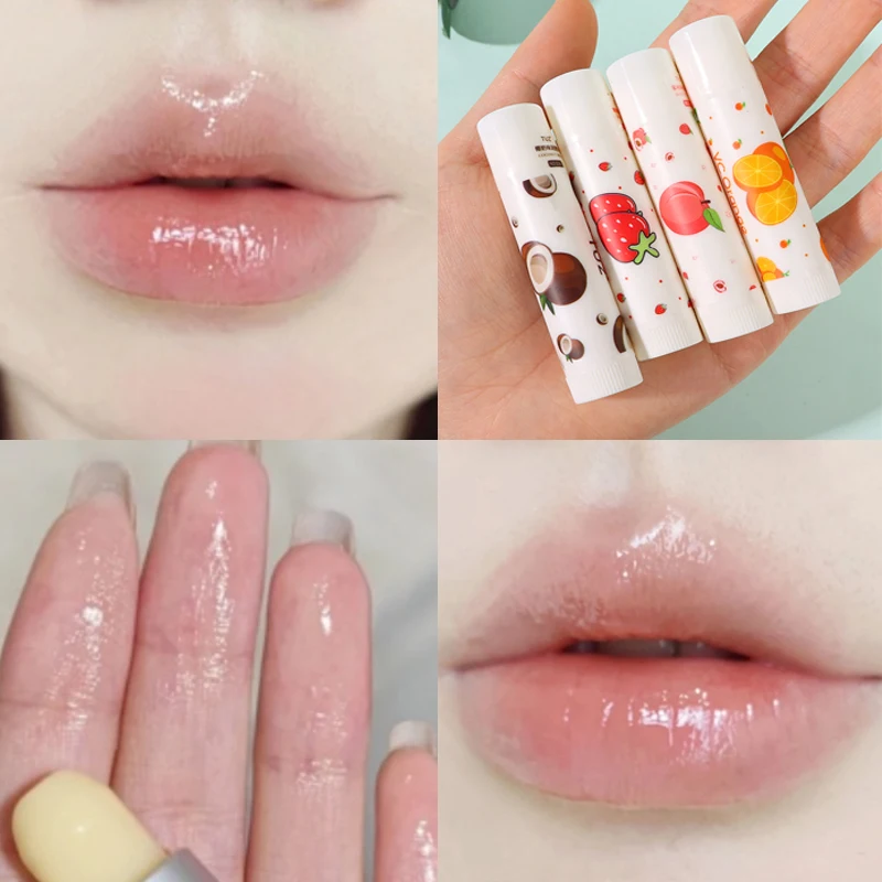 

1PC Lip Balm Natural Strawberry Peach Fruit Moisturizing Waterproof Lipstick Repair Lighten Lip Wrinkles Lips Skin Care Lipstick
