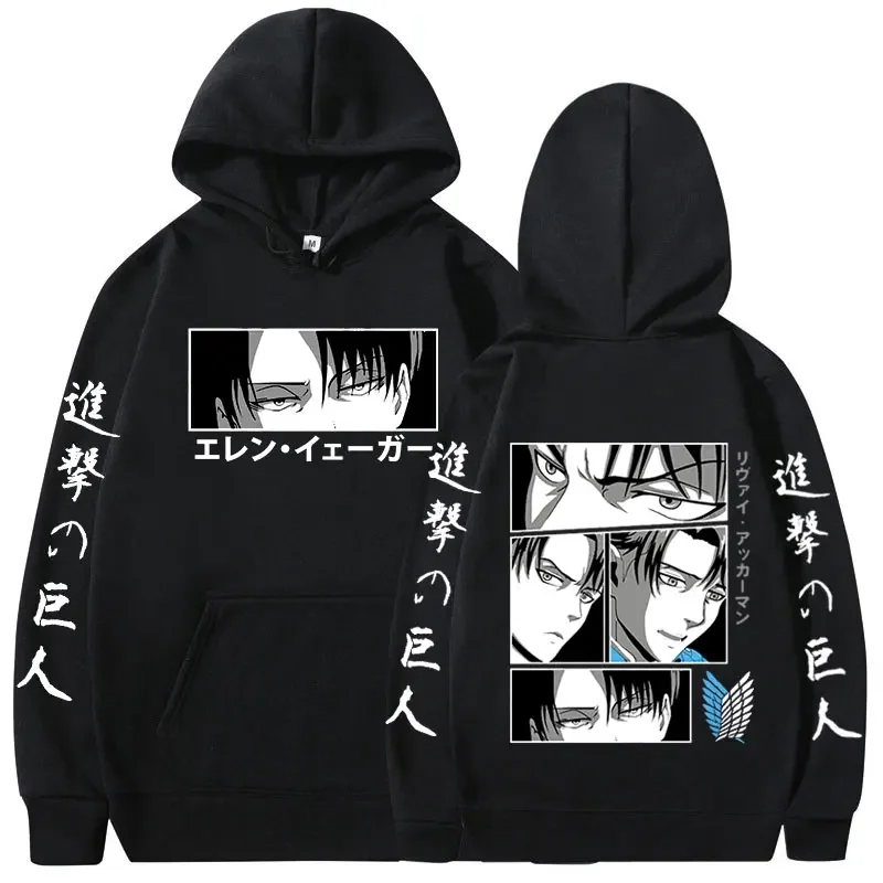 

Anime Attack on Titan Graphic Hoodies Manga Shingeki No Kyojin Levi Ackerman Hooded Sweatshirts Casual Cosplay Pullovers Unisex