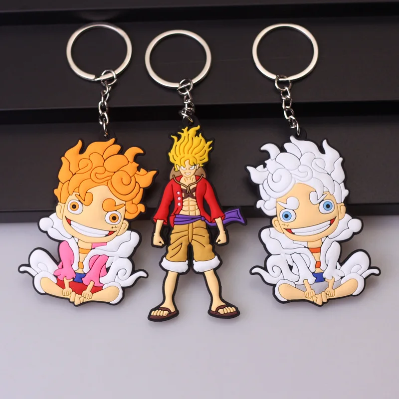 

Cartoon One Piece Luffy Gear 5 Keychain PVC Anime Monkey D. Luffy Doll Collectible Key Chain Toys
