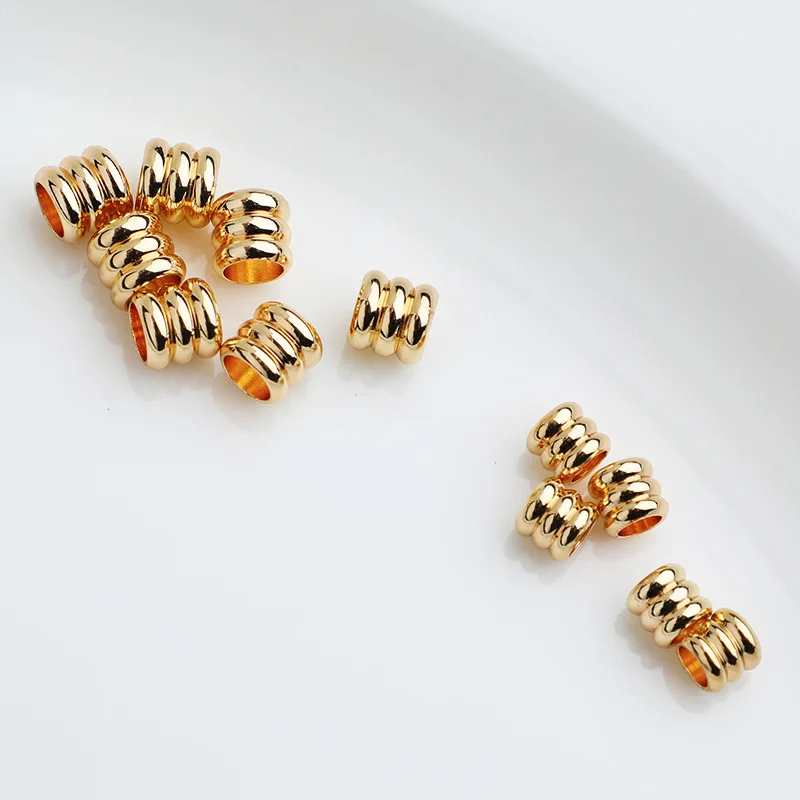 Латунные бусины с покрытием из 14-каратного золота 5 мм 6