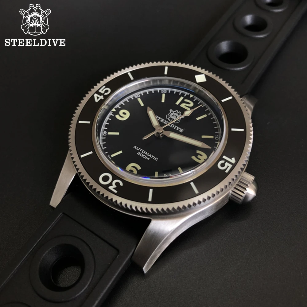 Скидка Часы наручные STEEL DIVE Мужские автоматические, спортивные водонепроницаемые механические, с сапфиром C3, светящиеся, 316L сталь, 300 м