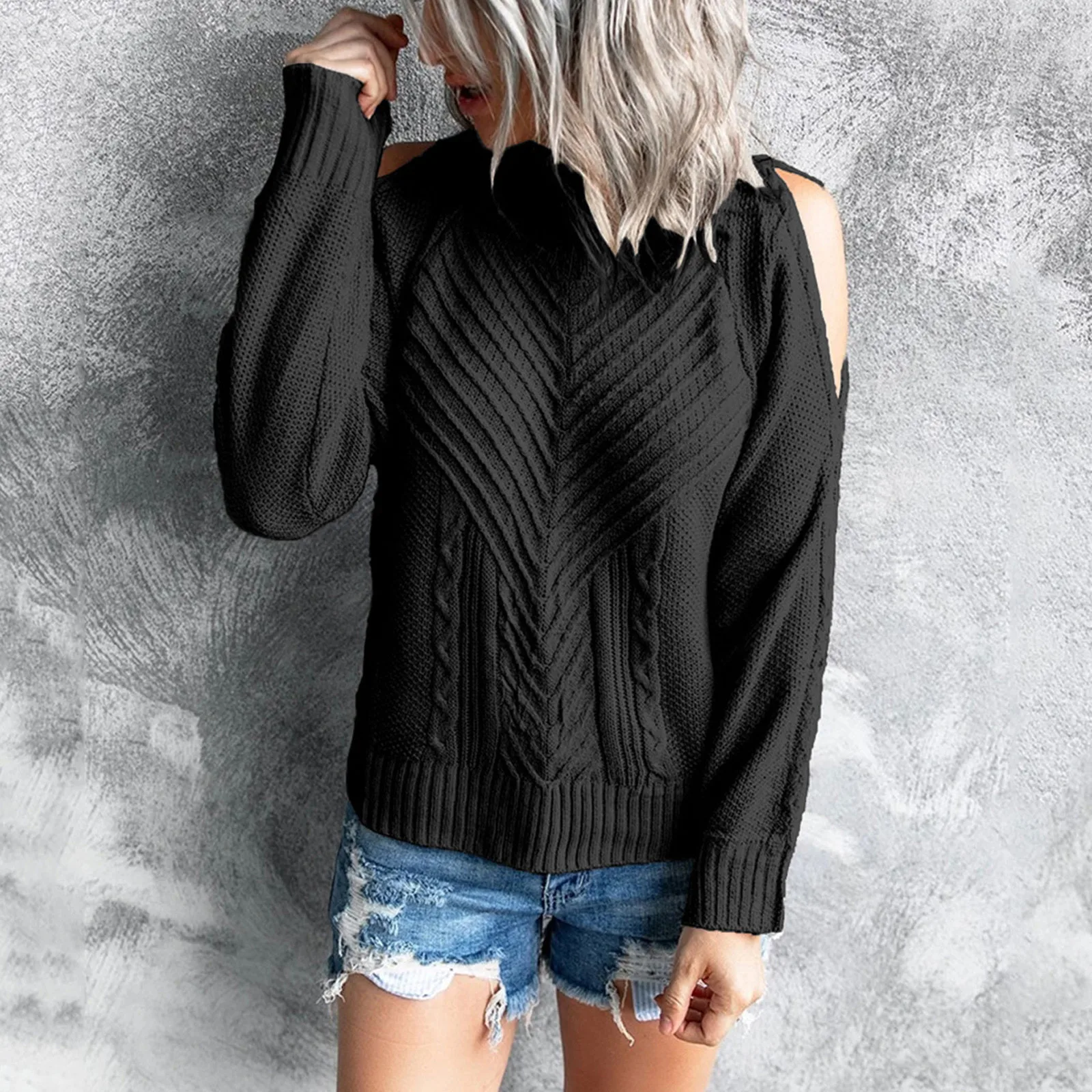 

Women's O-neck Batwing Sleeve Loose Chunky Knitted Pullover Sweater Jumper Tops Ladies Petite Jackets