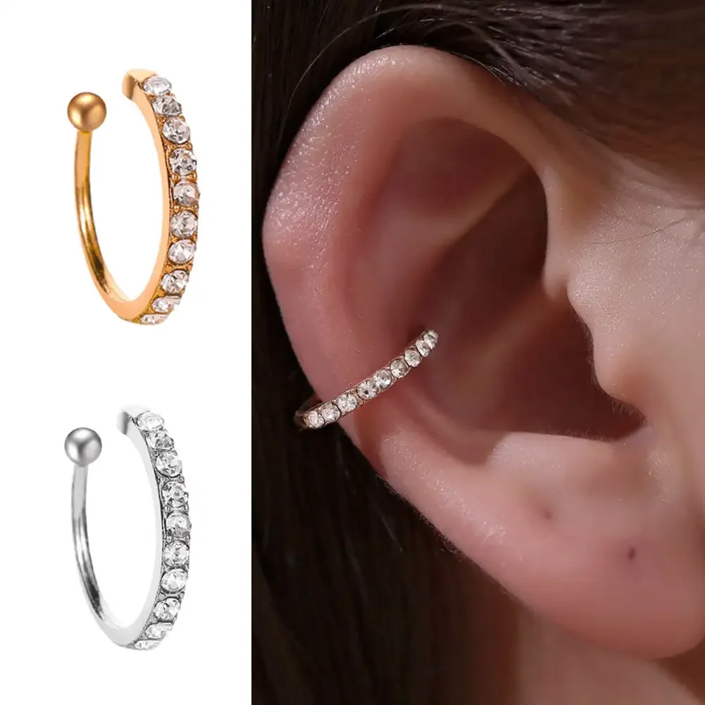 Kadınlar için kulak manşet Piercing olmadan küpe Earcuff üzerinde büyüleyici zirkon klip küpe takı