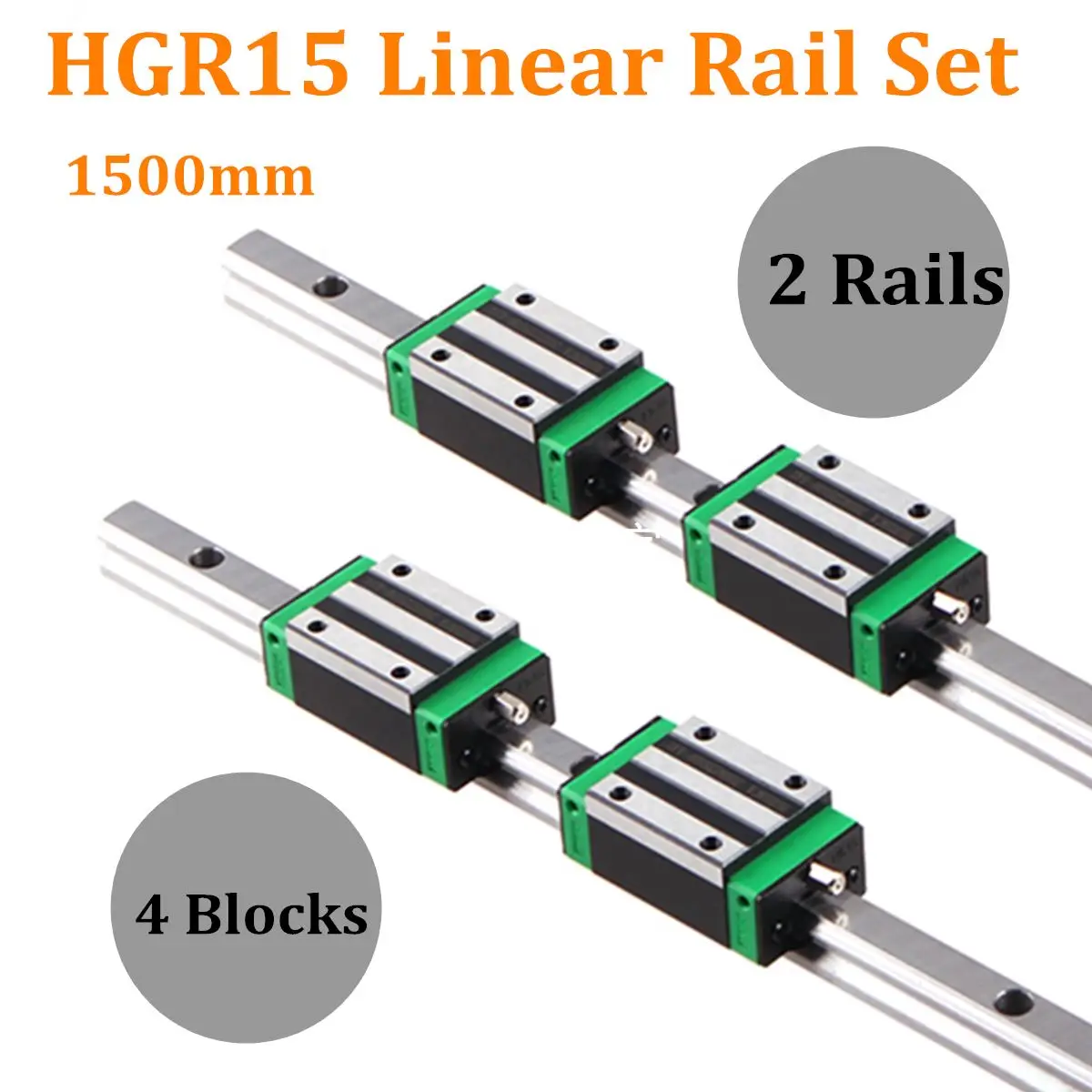 

Fast Free Shipp 2pcs HGR15 Linear Guide Rail 1200MM / 1500mm + 4pc Linear block carriage HGH15CA HGH15 CNC Part Eu warehouse