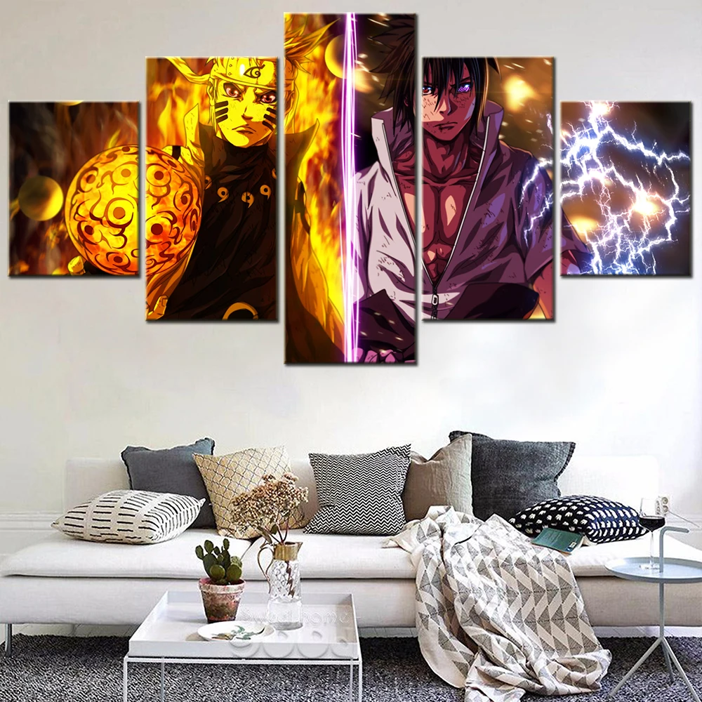 

Cartoon Japanese Anime 5 Pieces Ninja Warrior Home Posters Wall Art Decorative Prints Wall Painting Canvas Aesthetic Room Decor
