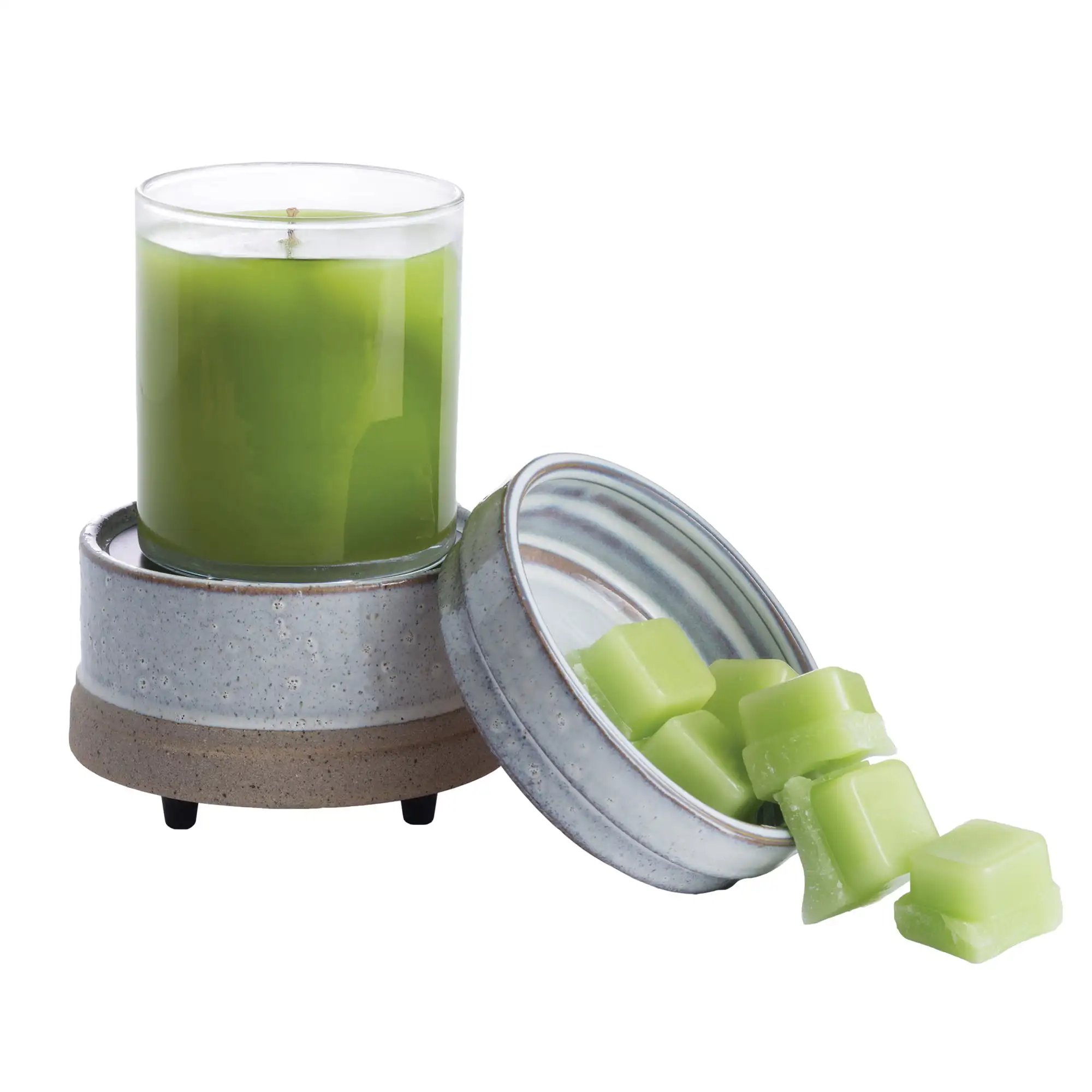 

2-in-1 Candle and Fragrance Warmer, Rustic White on Tan