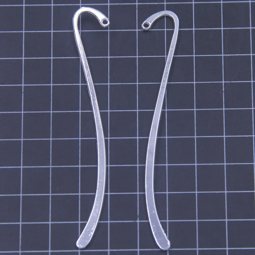 50Pcs Bookmarks With Hole Smooth Metal Silver Plated For Book Reading Jewelry DIY Making Findings Charms 86mm